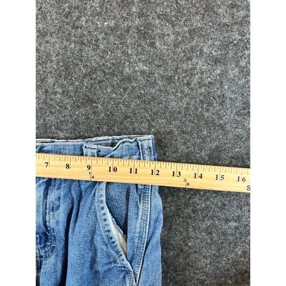 Vintage 90s OshKosh Bgosh Kids Cargo Jeans Blue Denim Wide Leg Faded Size 7X